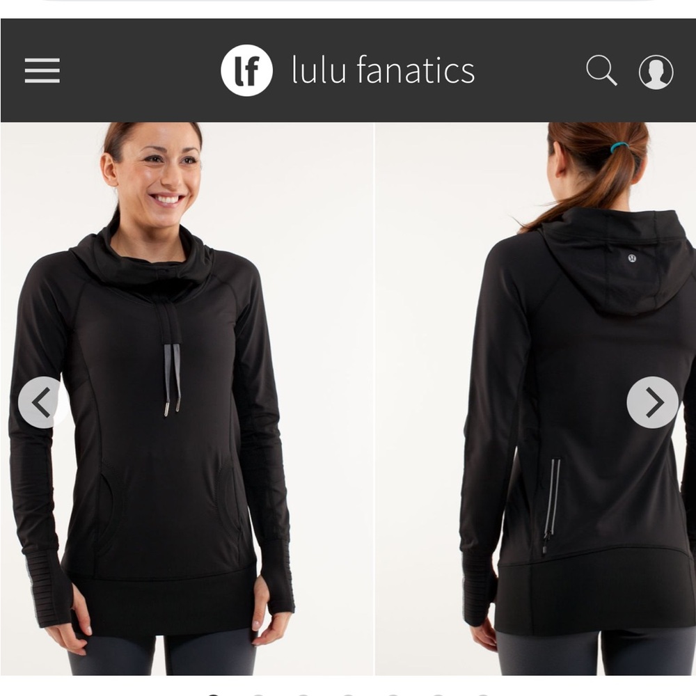 Lululemon Run Stay On Course Pullover Hoodie Sz 4 Black Silver Reflective 592